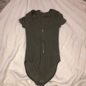 Zipped up onesie or unitard
